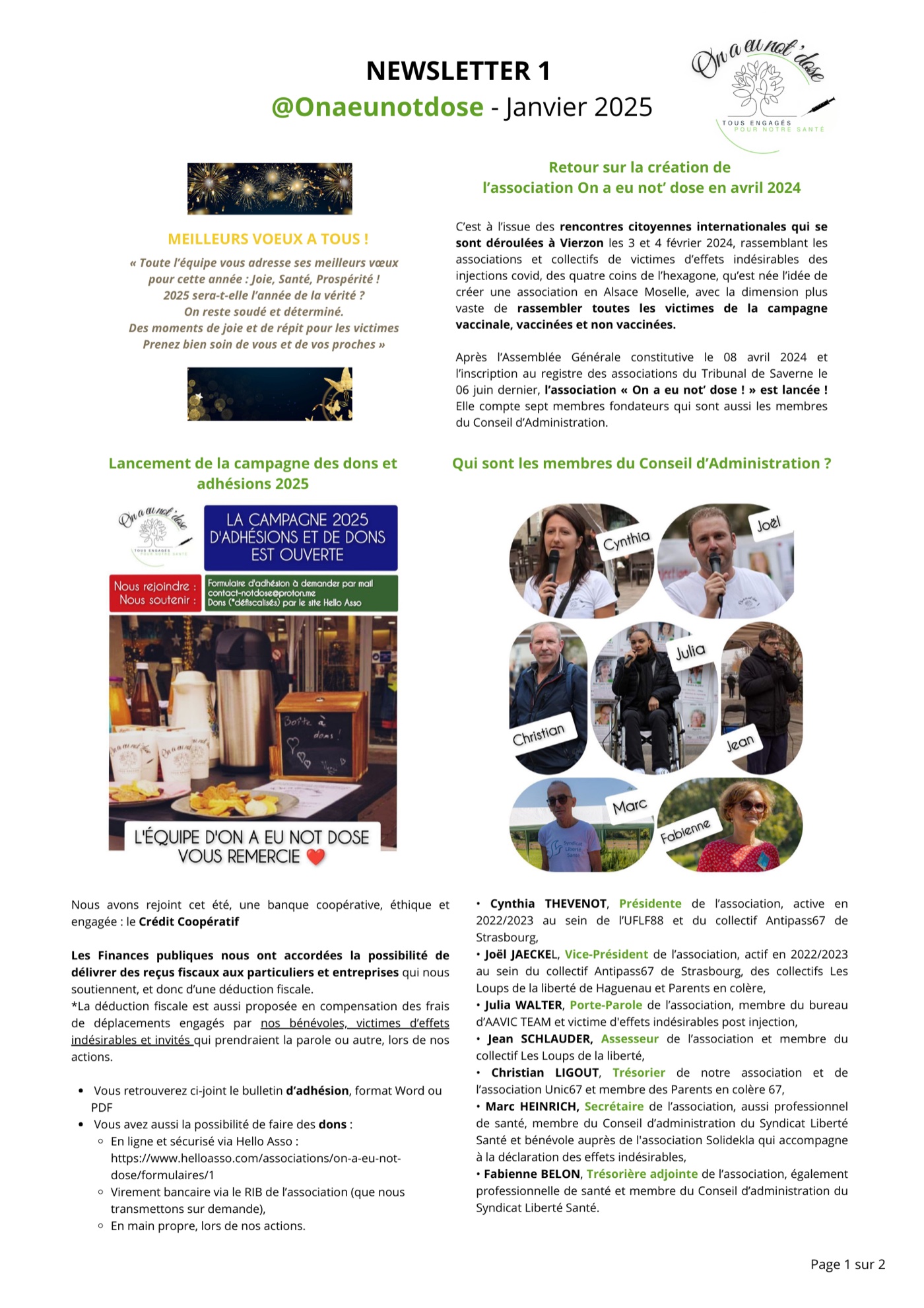 Newsletter n°1 — janvier 2025