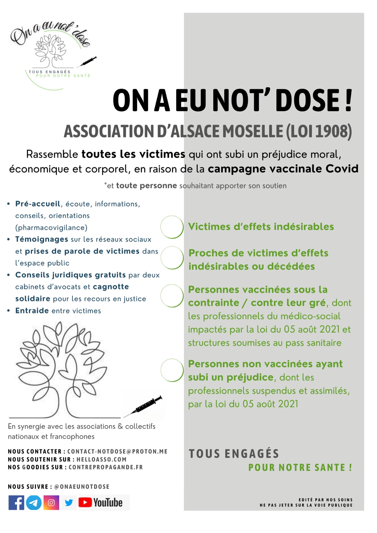 Plaquette de présentation de l'association On a eu not' dose